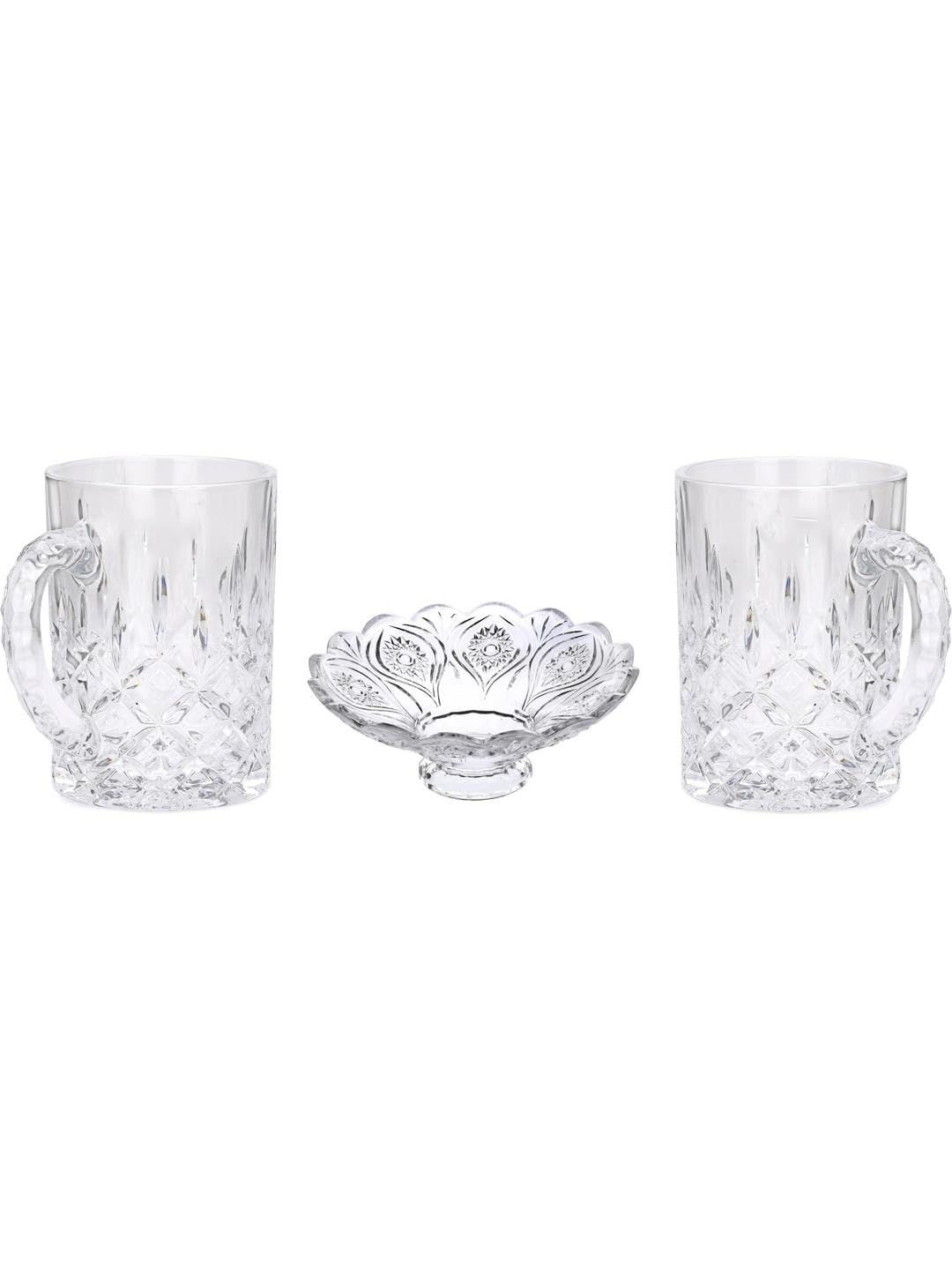 1ST TIME Transparent 3 Pieces Glass Dinner Set