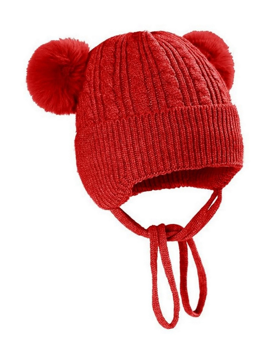 Adorazone Boys Red Fur Woollen Beanie