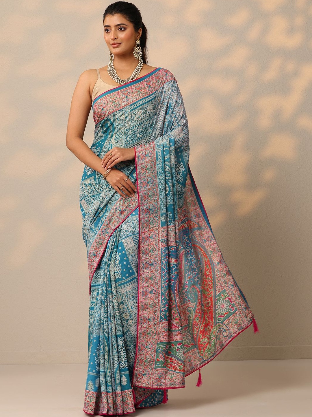Libas Paisley Printed Pure Georgette Designer Saree With Blouse Piece