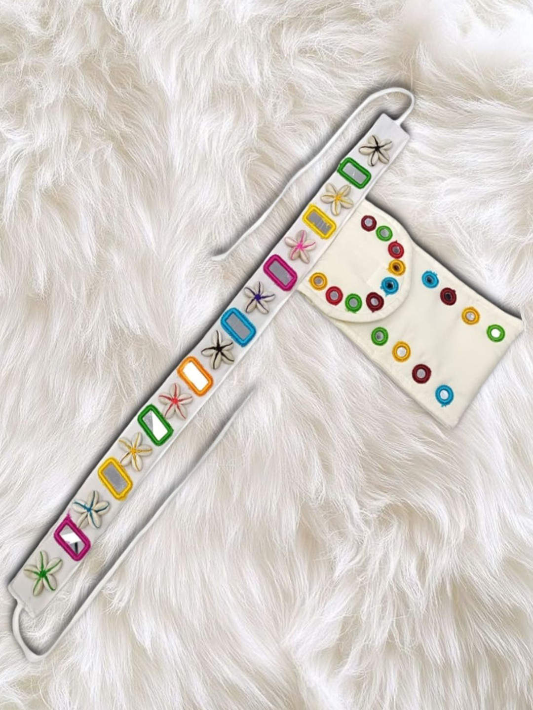 Niddleman Women Embellished Belt With Matching Sling Pouch