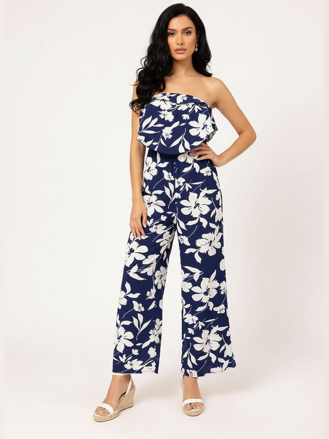 DressBerry Spring Fling Floral Print Strapless Layered Jumpsuit