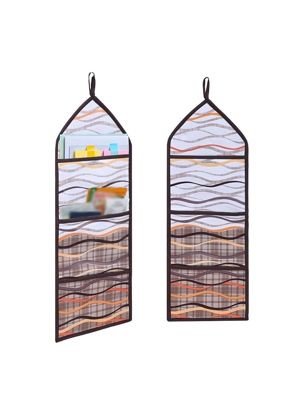 Kuber Industries Cream-Coloured 2 Pieces Magazine Organiser with 3 Pockets