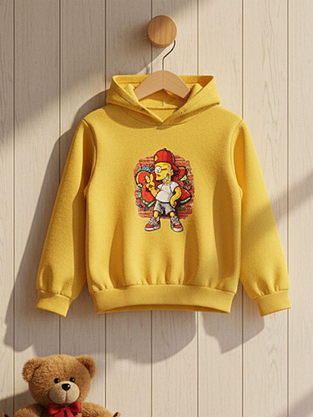Cutiekins Boys Printed Full Sleeves Fleece Hoodie with Sticker Print Pullover Sweatshirt
