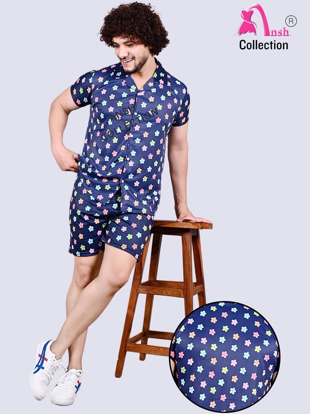 Clothus Men Printed Shirt & Pyjamas Night suits