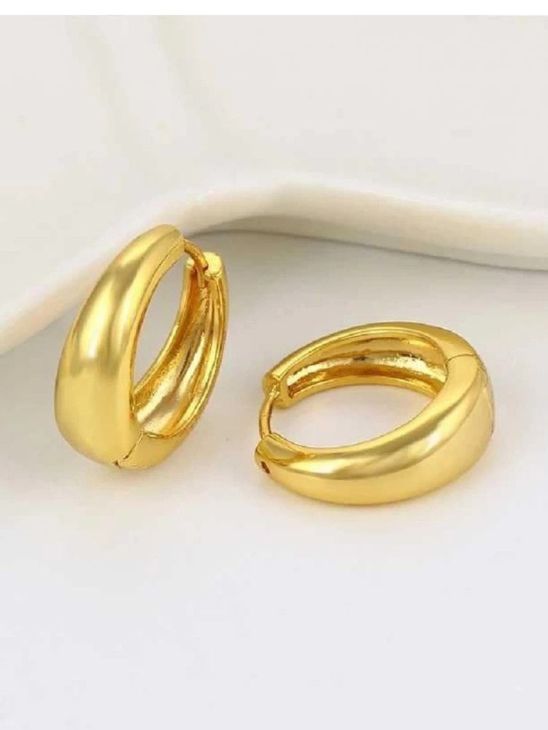 SHREE KRISHNA SHOPPING Unisex Gold-Plated Copper Cubic Zirconia Hoop Earrings
