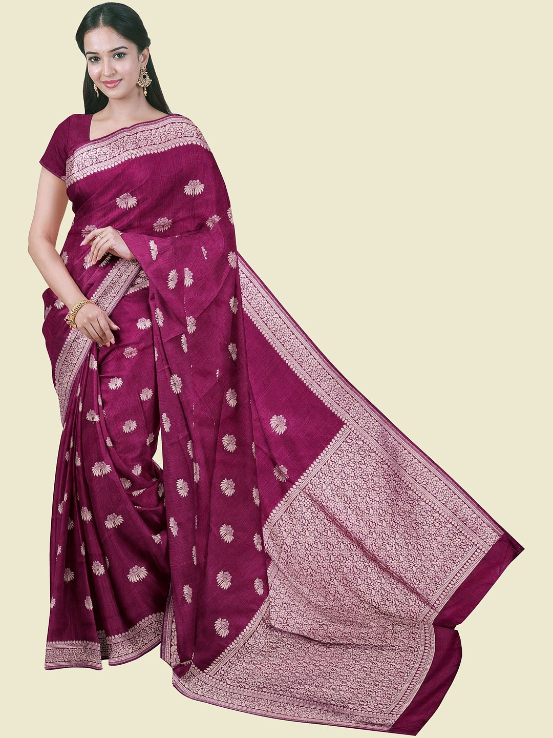 The Chennai Silks Ethnic Motifs Zari Raw Silk Banarasi Saree