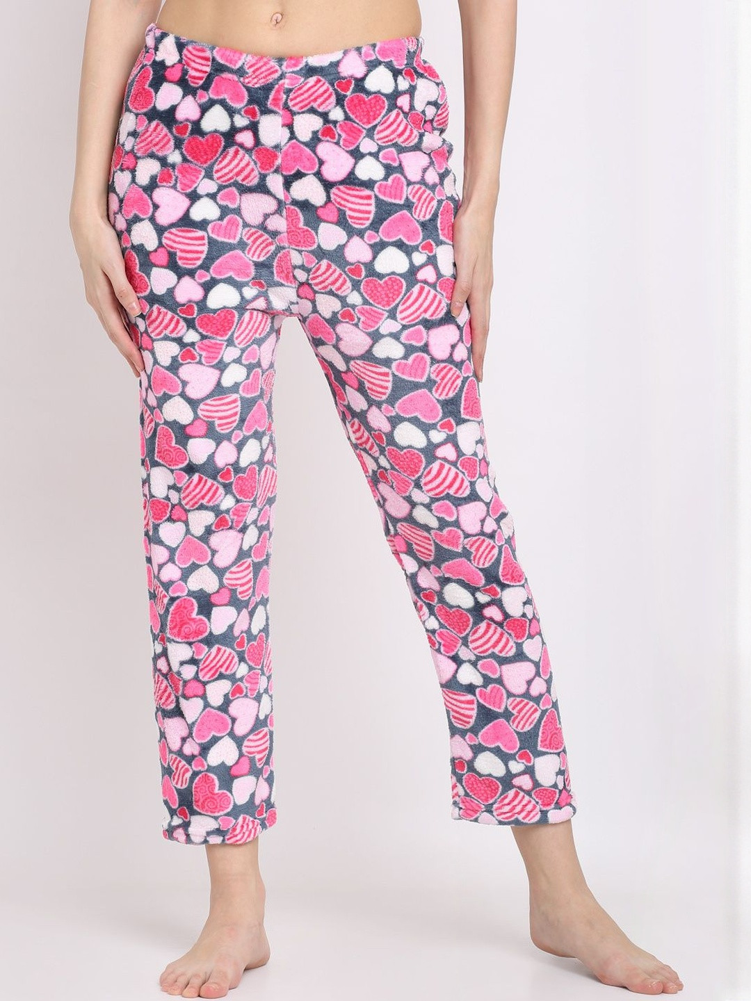 Overlock  Women Fleece Purple Printed Lounge Sweat pant