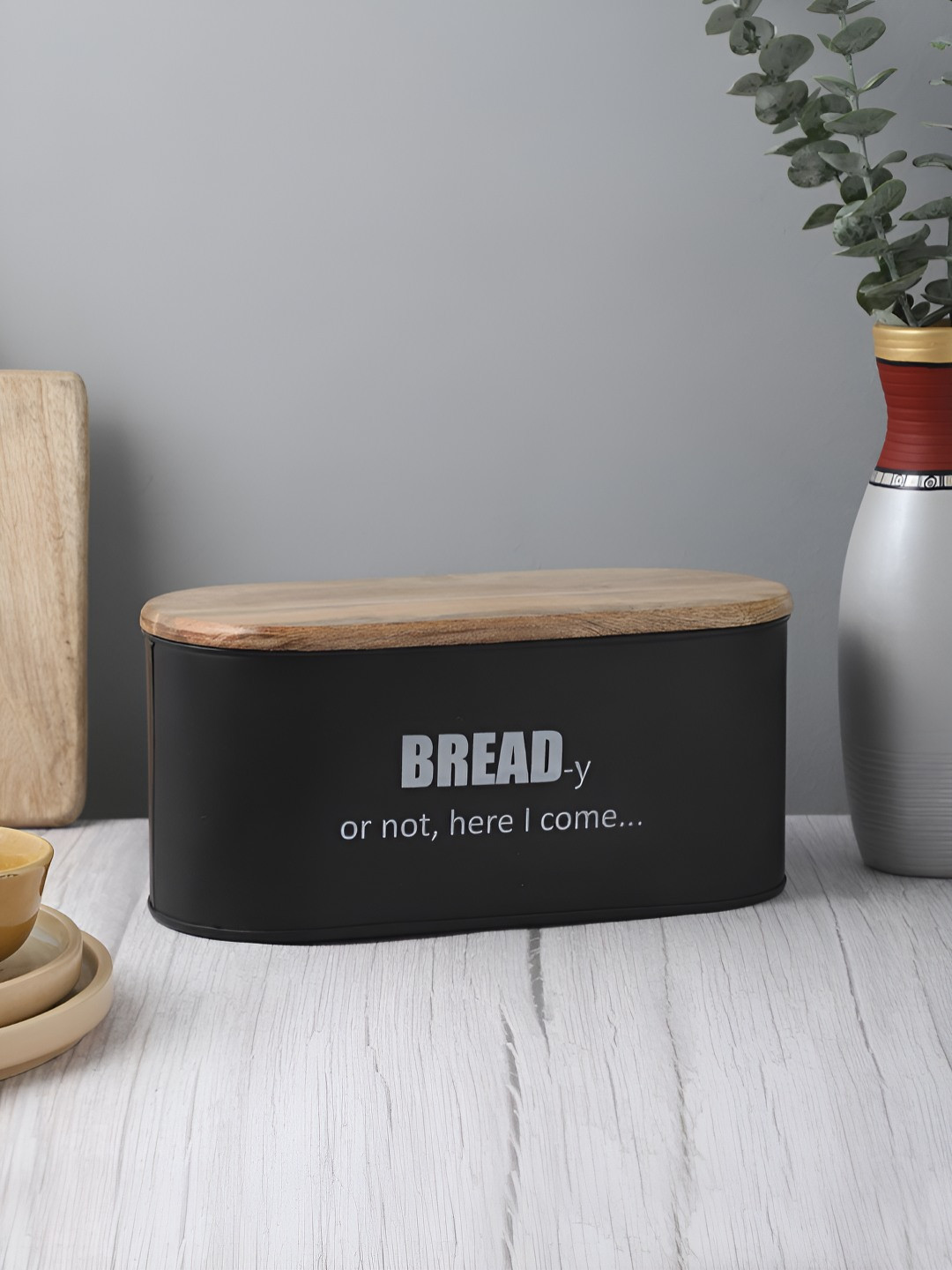 VarEesha Typography Printed Black 2025 Metal Air Tight Canister Container