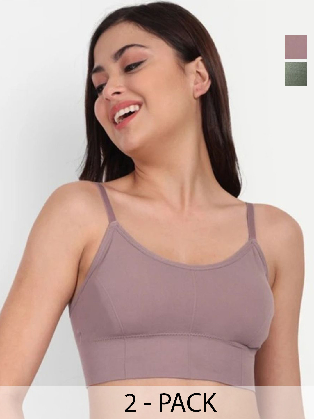 MS.TRADERS.786 Pack of 2 Full Coverage Lightly Padded Seamless Crop Non-Wired Everyday Bra