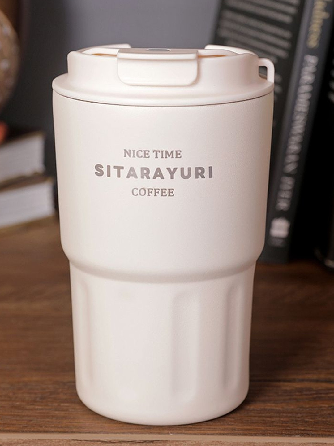 AARVI DECOR STUDIO White & Silver-Toned Stainless Steel Airtight Water Bottle 360 ml