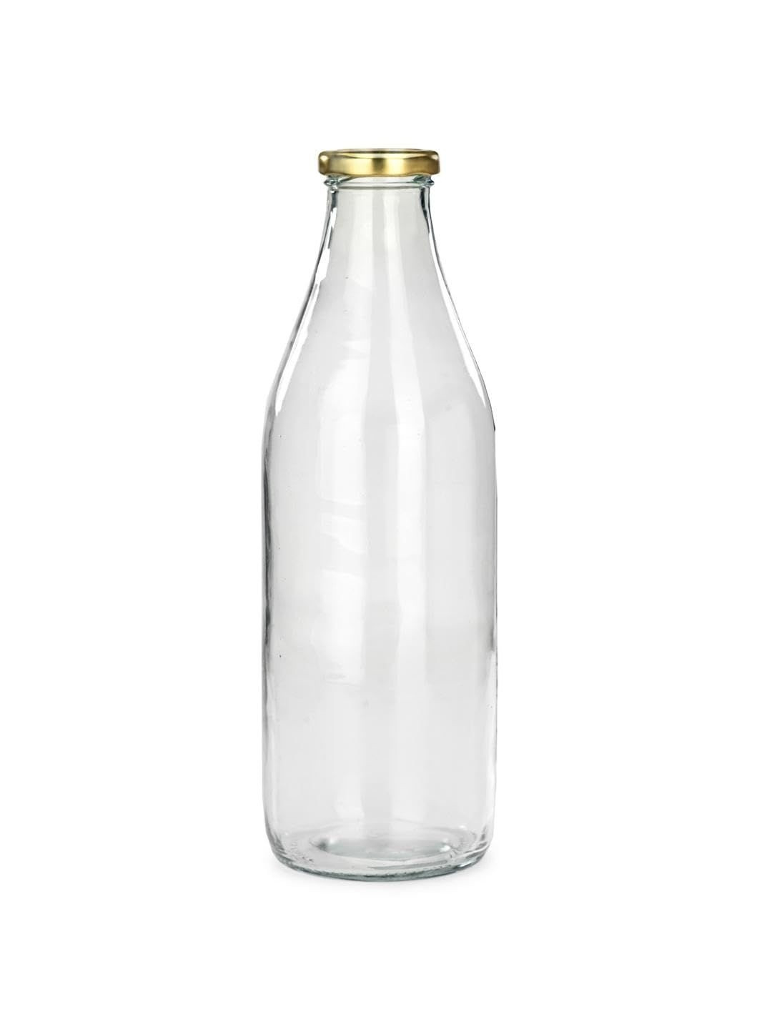 1ST TIME Transparent & Gold-Toned Glass Freezer Safe Water Bottle 1000 Ml