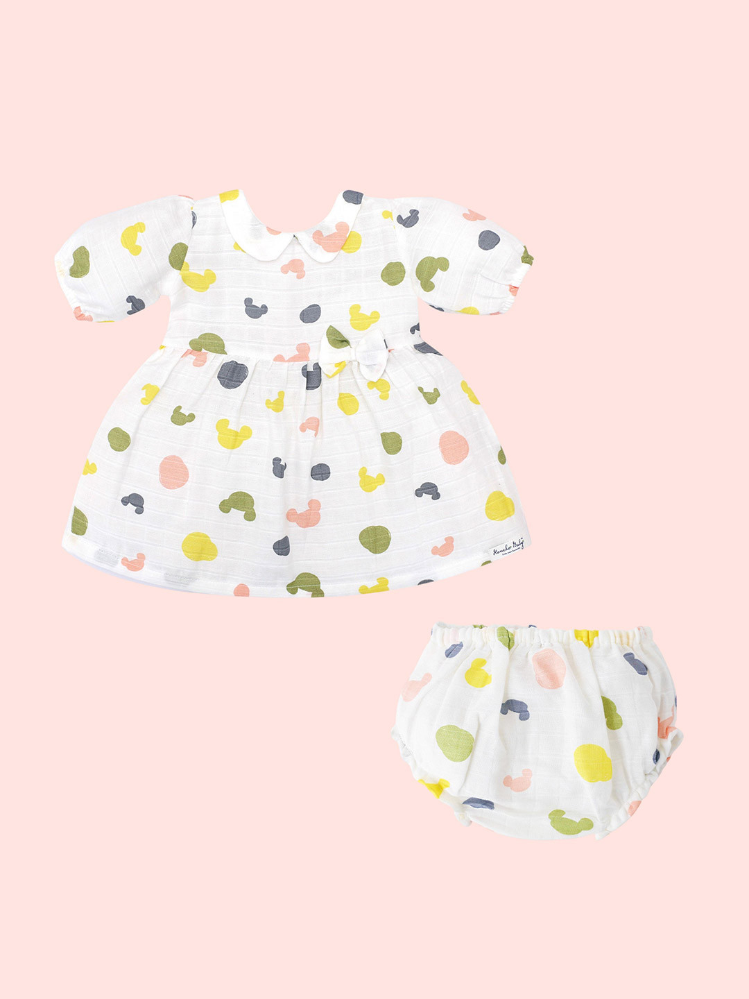 Honcho Baby Girls Printed Pure Cotton Frock With Bloomer