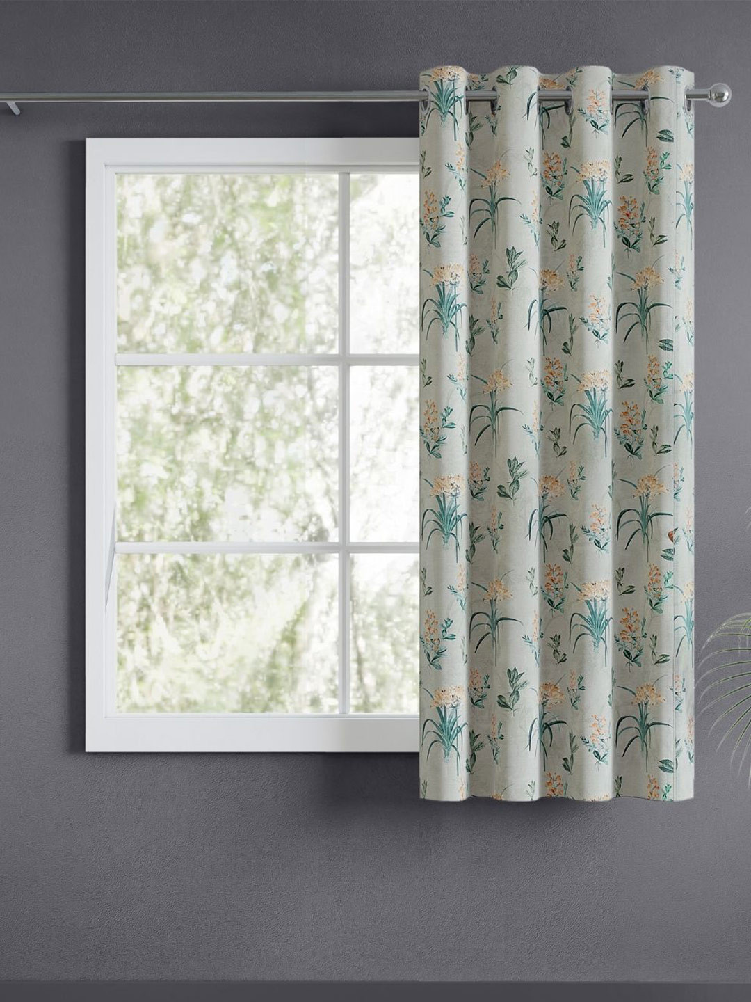 haus & kinder Signature Woodland Bloom Green Floral Printed Room Darkening Window Curtain