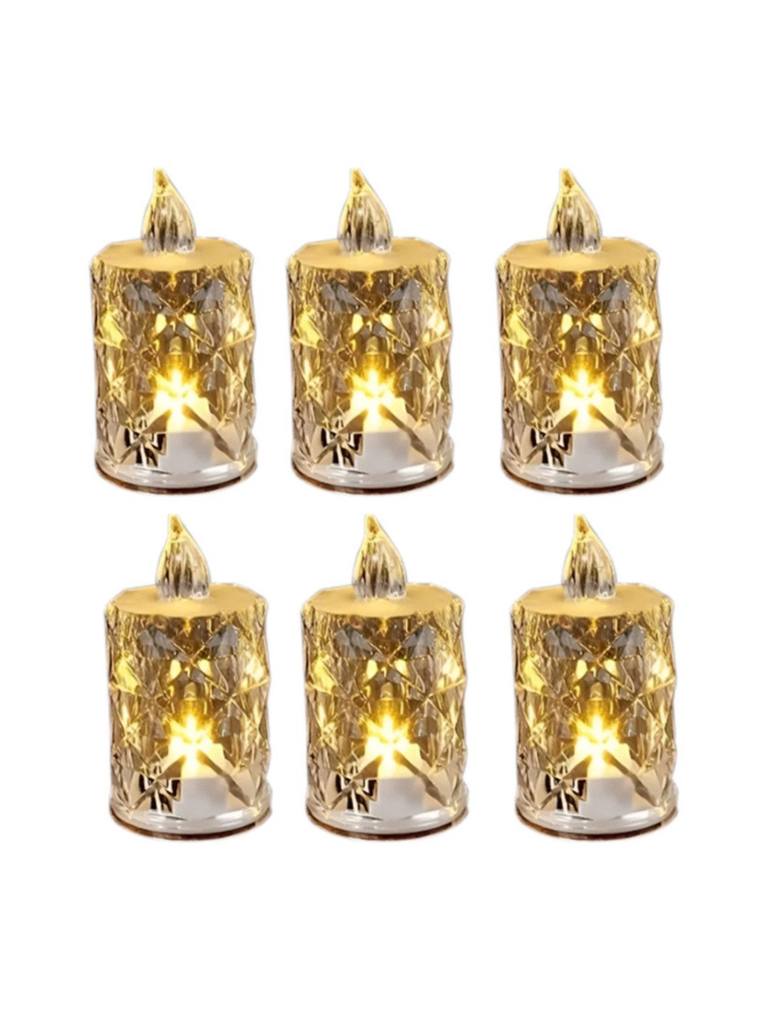 CraftVatika 6Pcs Yellow Smokeless & Flameless LED Tealight Candles