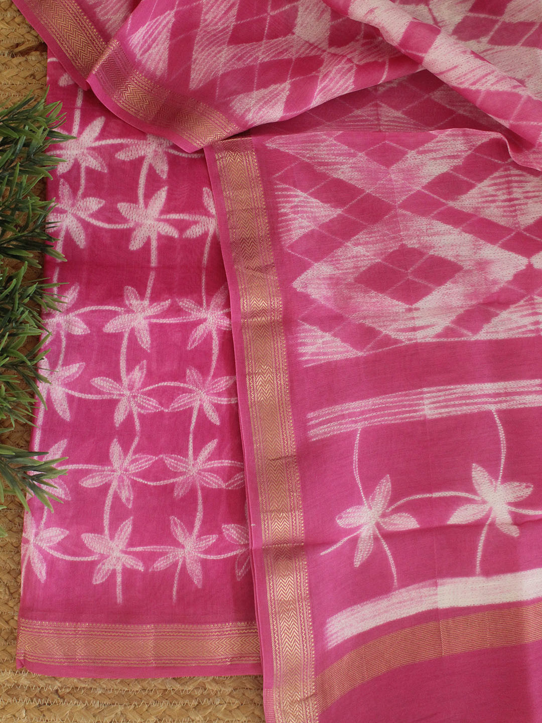 Weaves of Tradition  Shibori Maheshwari Unstitched Dress Material