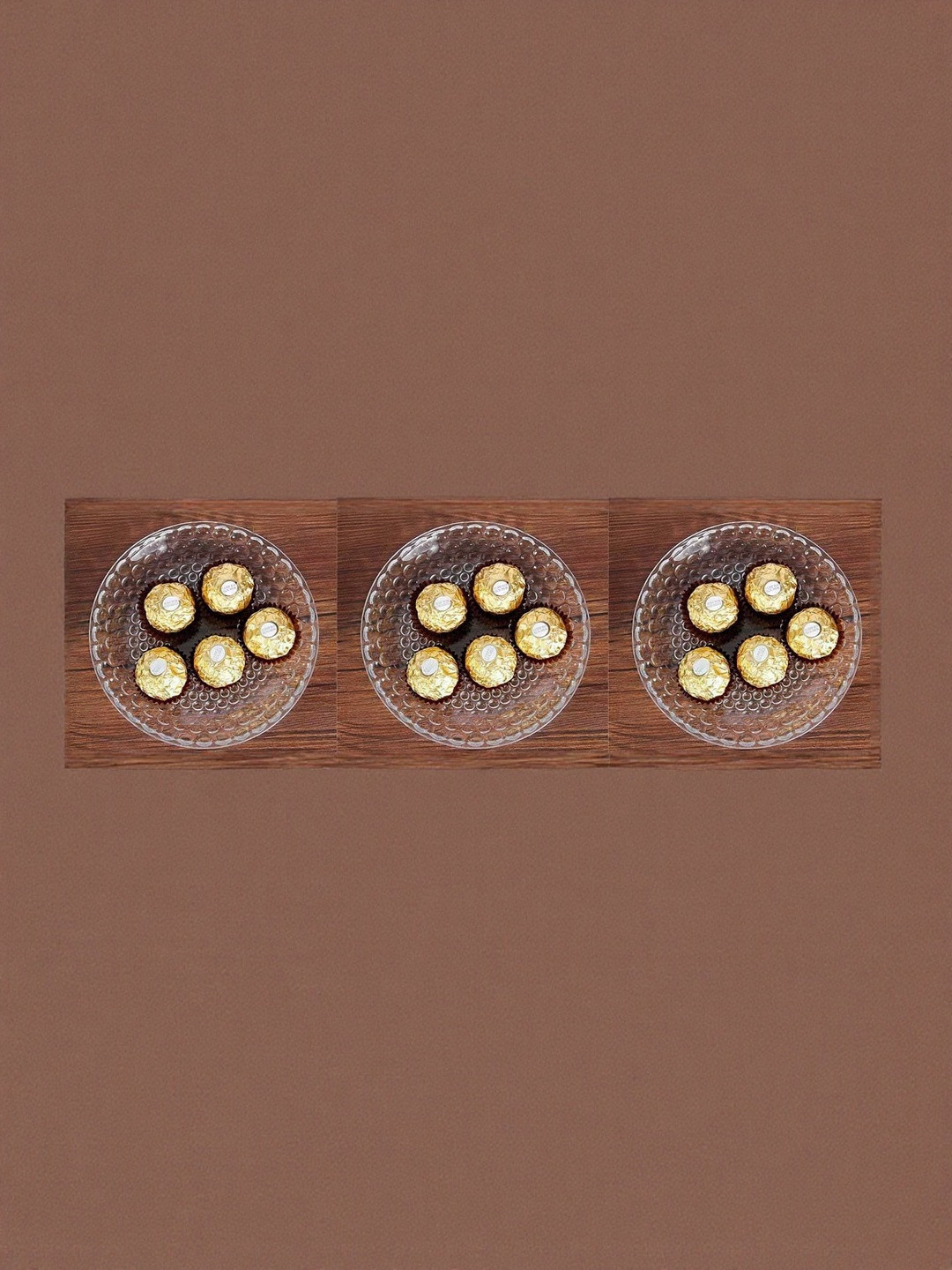 1st Time Set of 3 Transparent Versatile Elegant Designer Glass Serving Plate