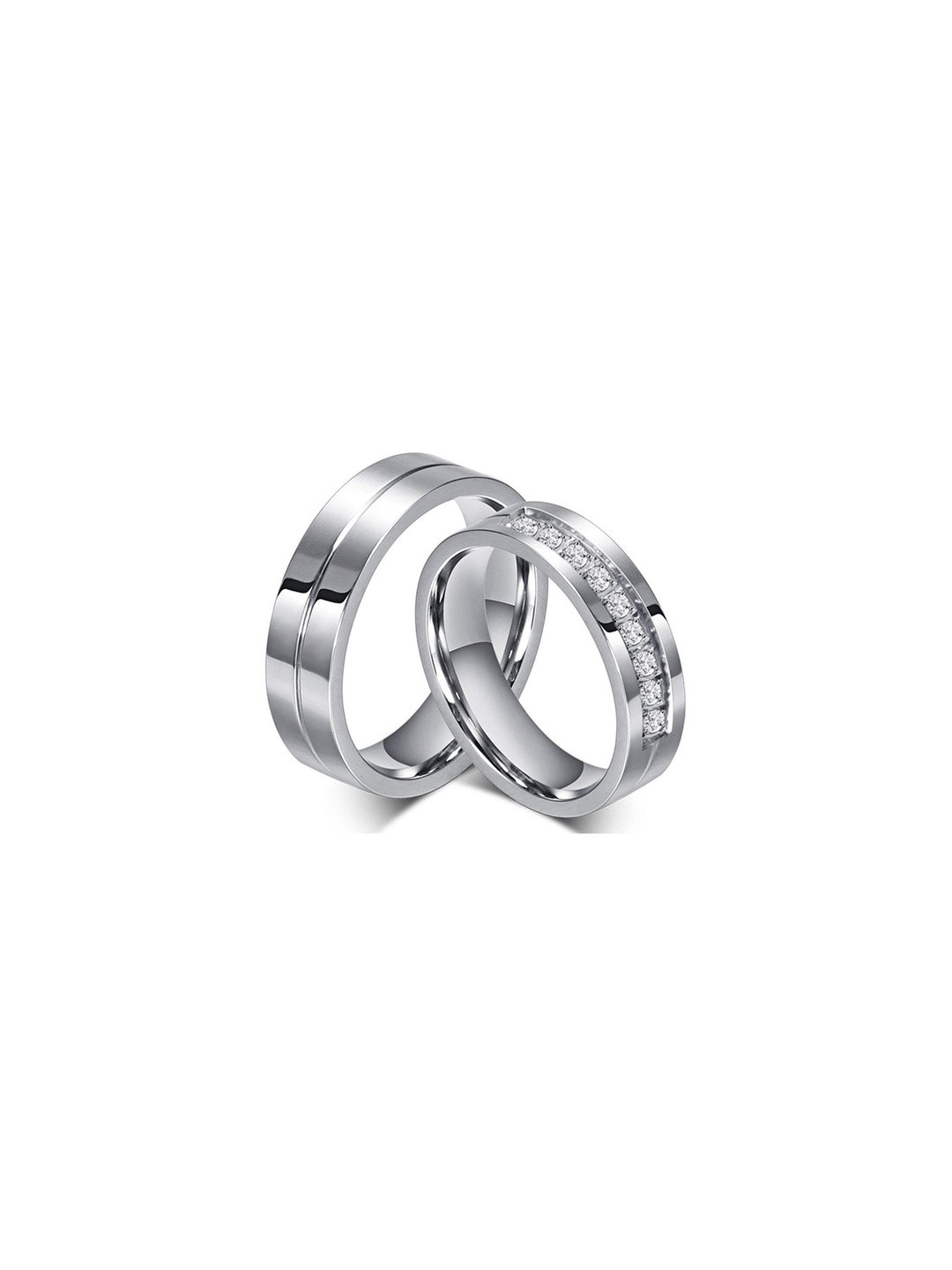 Moneekar Jewels Unisex Pair Titanium Stainless Steel Finger Rings