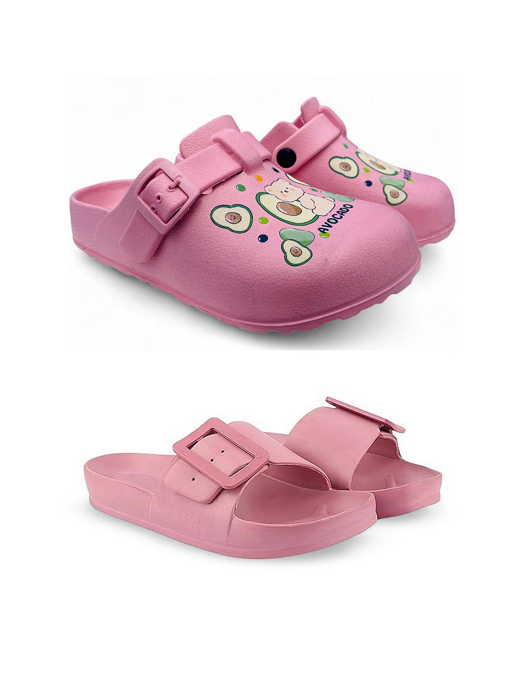 FABBMATE Women Pack Of 2 Pair Printed Clogs & Sliders