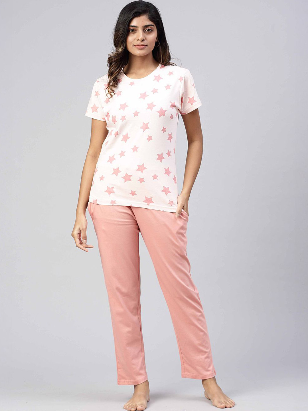 Ramraj Women Printed Short Sleeves Cotton Night suit Loungewear Set