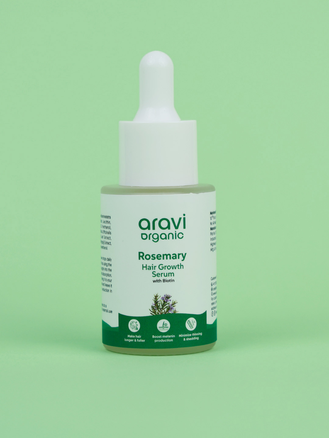 Aravi Organic Rosemary & Biotin Serum For Hair Growth & Nourishes Scalp - 30ml