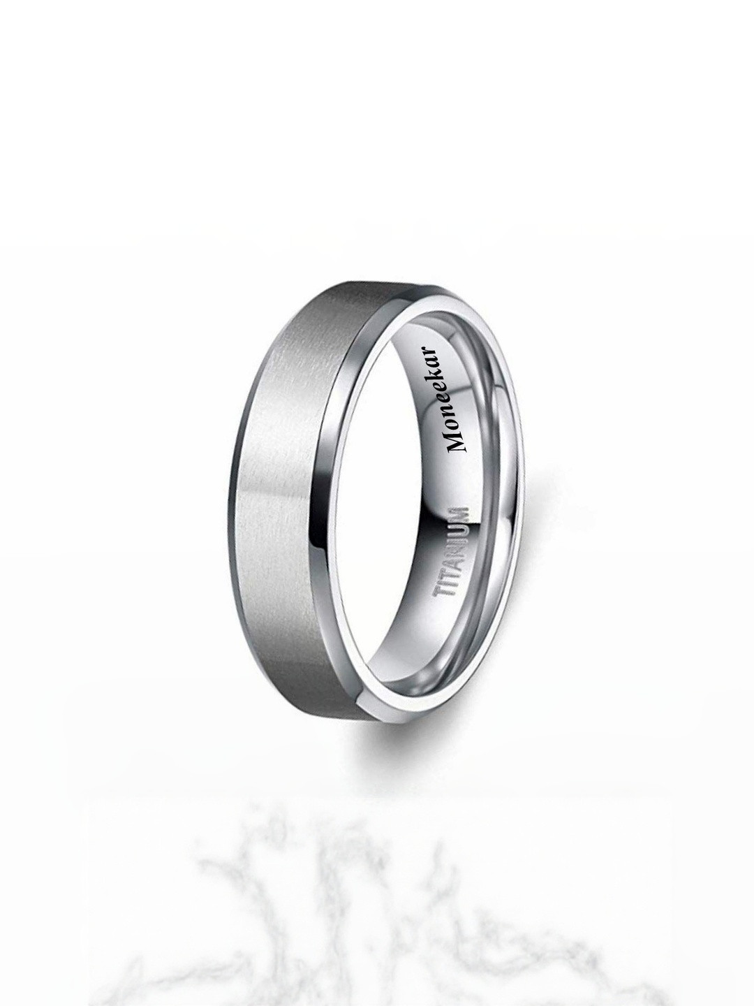 Moneekar Jewels Unisex Silver-Tone Comfort-Fit Matte Wedding Band Finger Ring