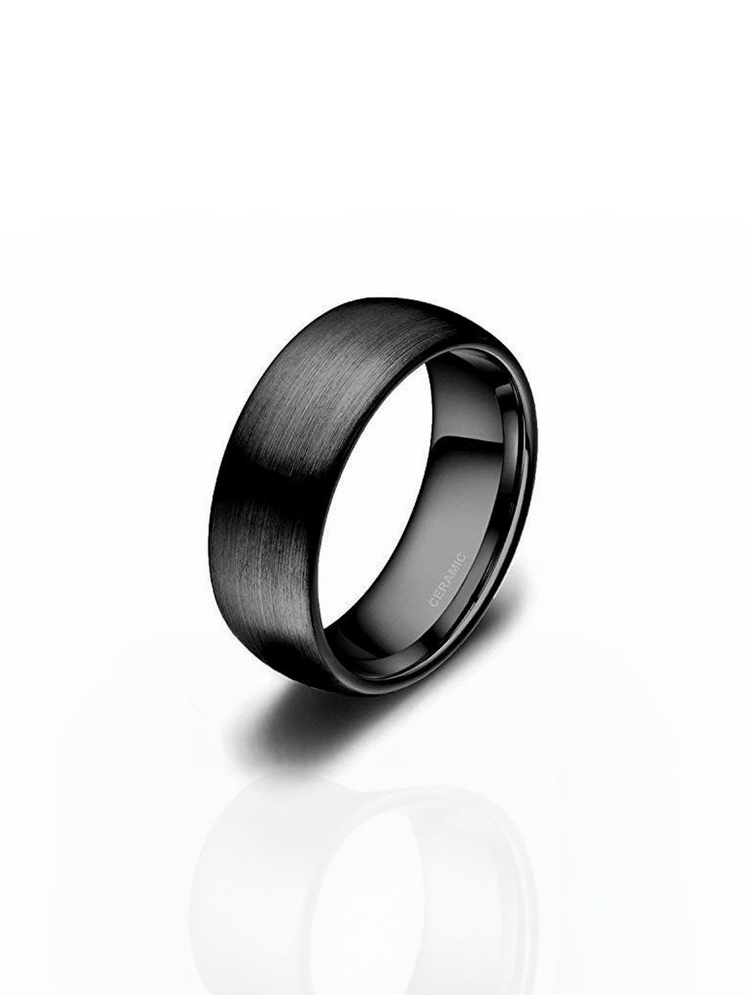 Moneekar Jewels Unisex Black Brushed Comfort-Fit Finger Ring