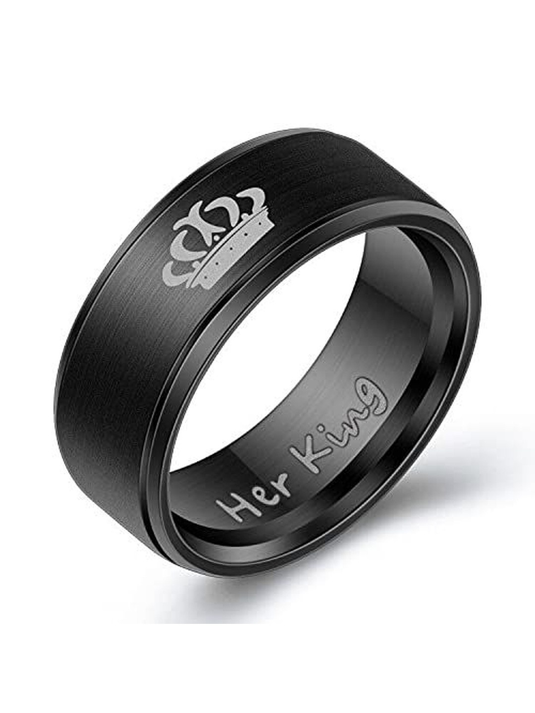 Moneekar Jewels Unisex Her King Titanium Stainless Steel Finger Ring