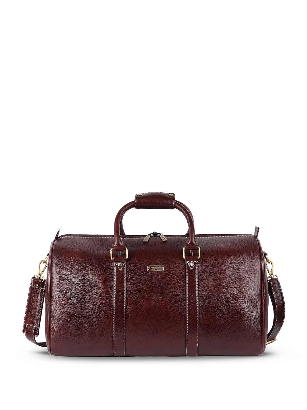HAMMONDS FLYCATCHER Brown Textured Leather Duffel Bag