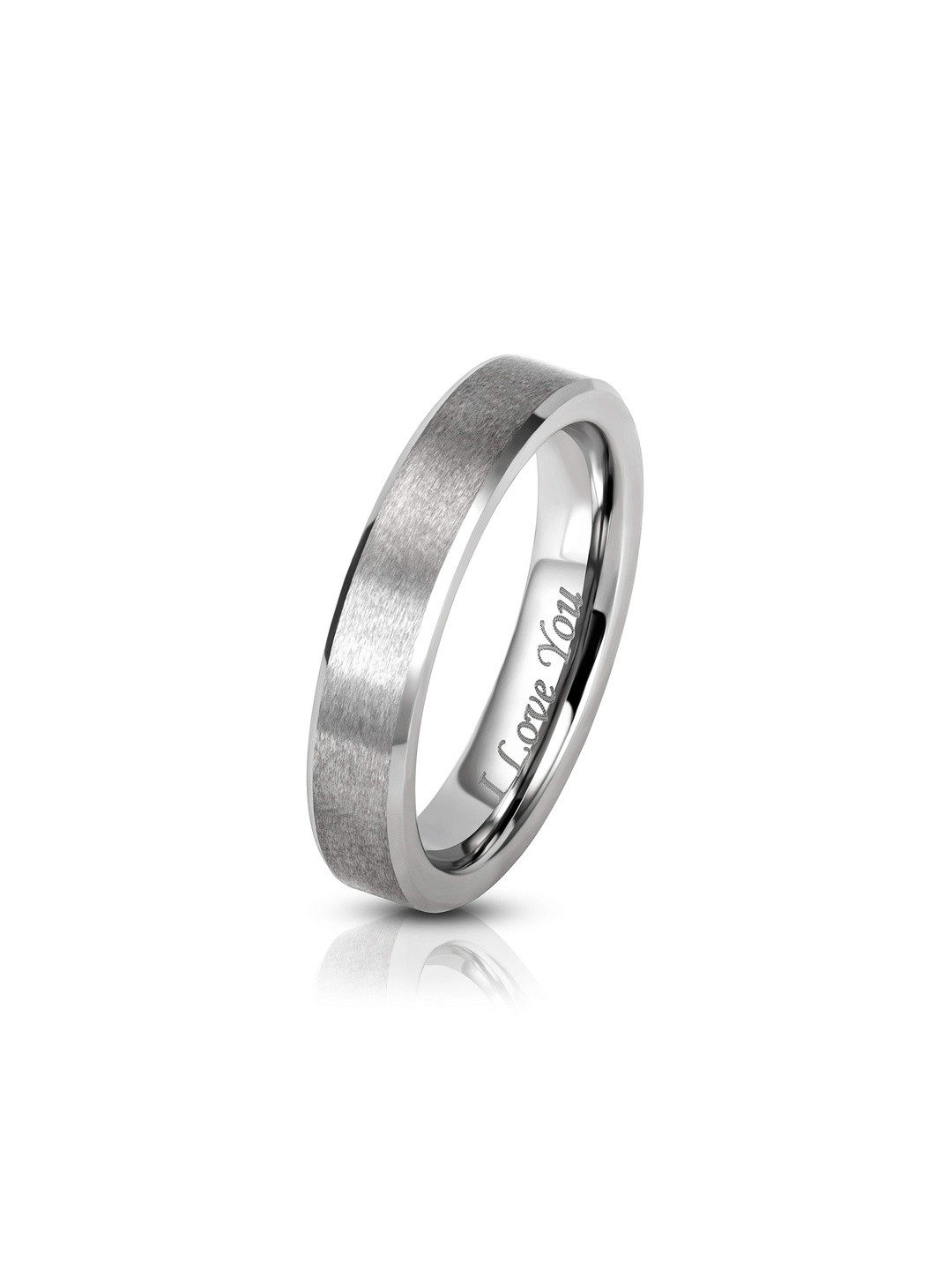 Moneekar Jewels Unisex Stainless Steel I Love You Engraved Finger Ring