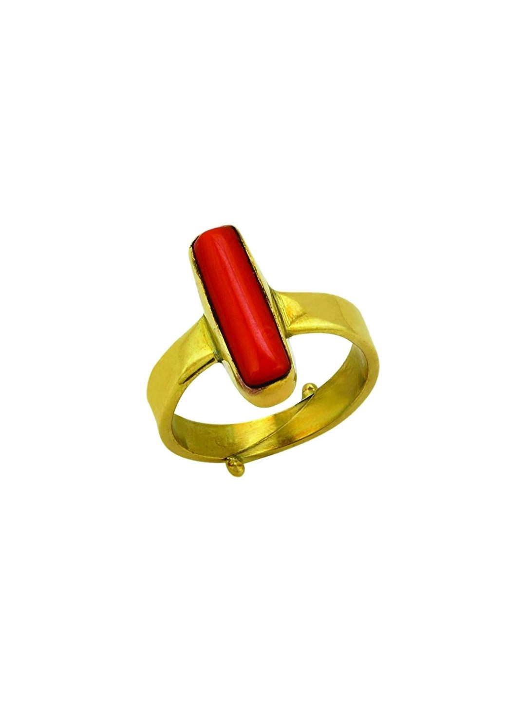 RAVIOUR LIFESTYLE Unisex Red Coral Stone Alloy Finger Ring