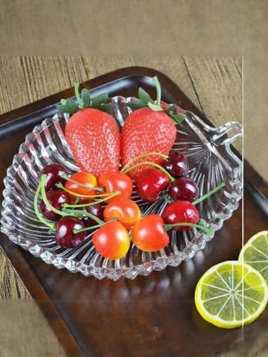 1ST TIME Transparent 1 Piece Glass Leaf Shaped Plate