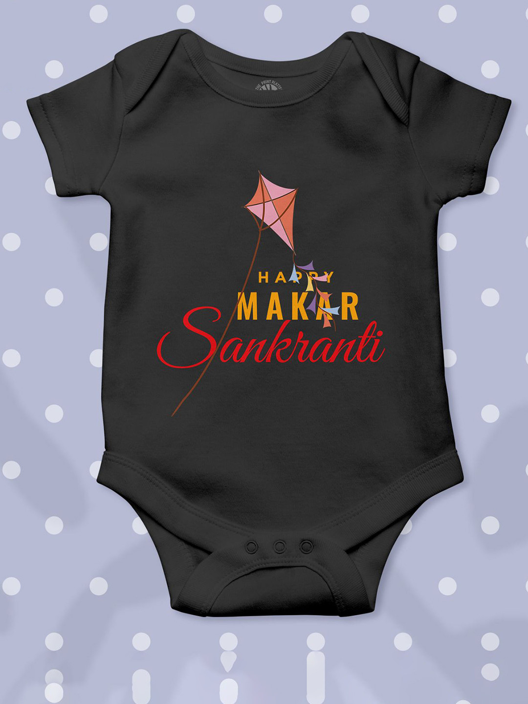 THE PRINT PLATTER Infants Makar Sankranti Printed Cotton Envelop Sleeves Bodysuit