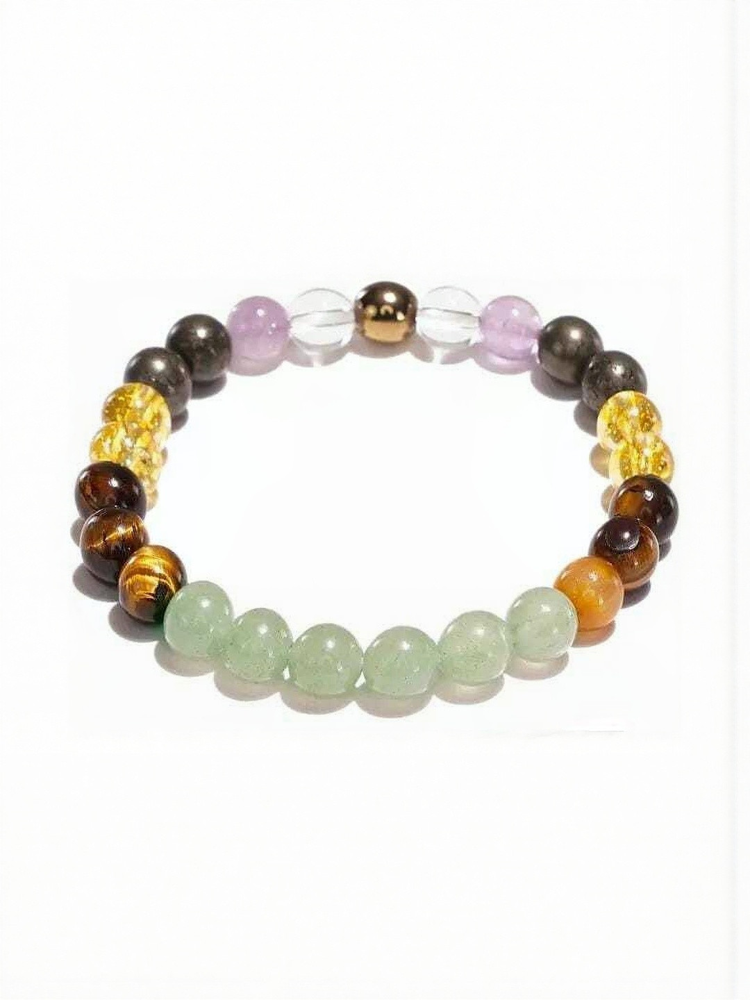 Sukhad Unisex Amethyst Citrine & Golden Crystal With Tiger's Eye Bracelet