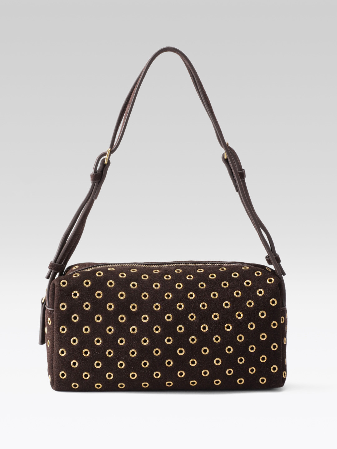 MANGO Suede Shoulder Bag With Eyelets Detail