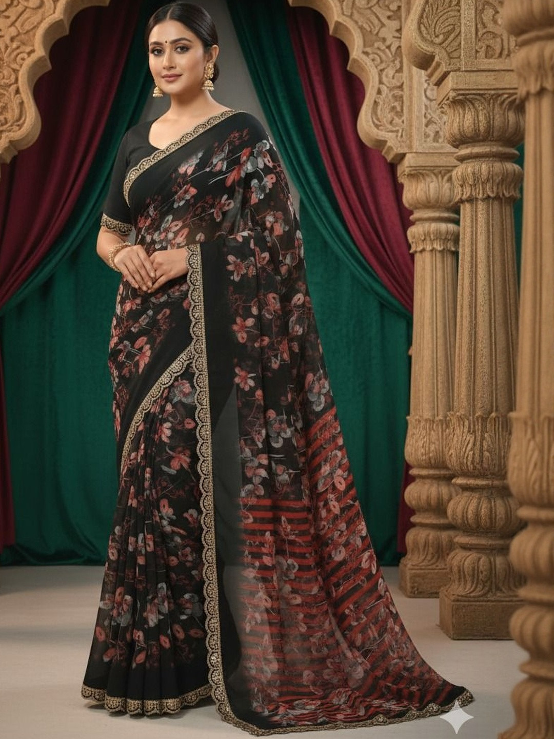 Parvanya Fashion Hub Women Floral Pure Georgette Saree