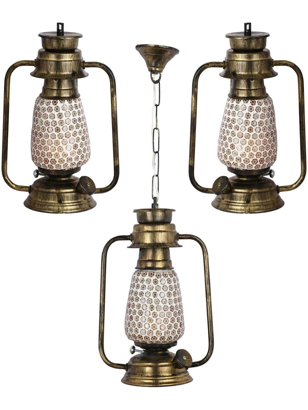 1ST TIME Multicoloured 3 Pieces Textured Metal Traditional Wall Lamps