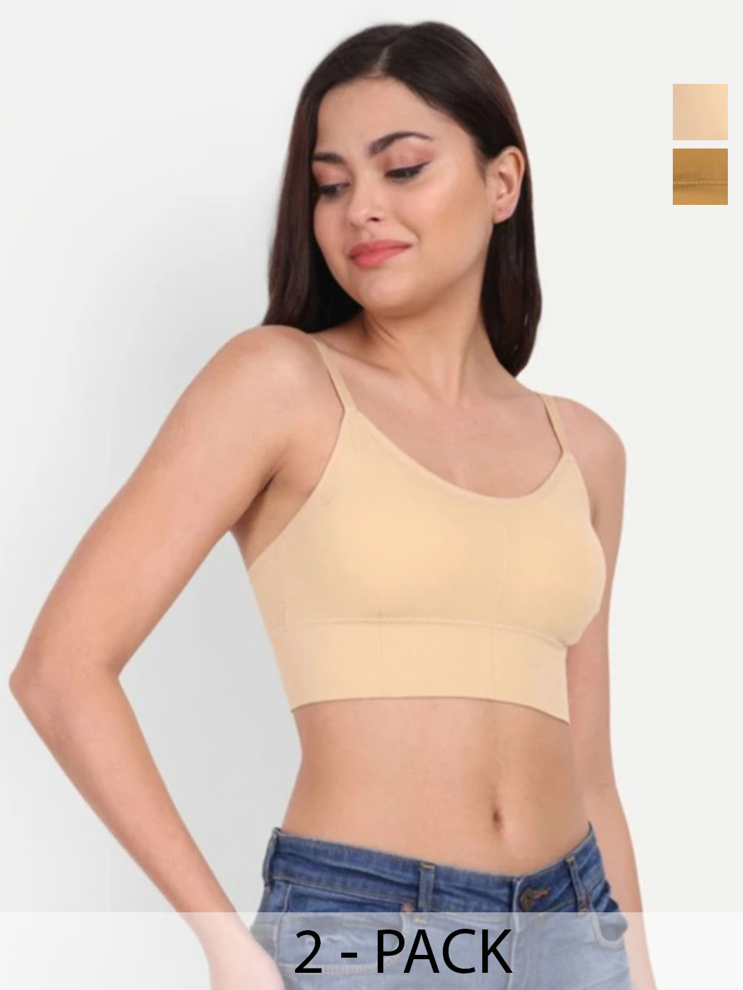 NITYA ART N CRAFT Womens Pack of 2 Solid Full Coverage Lightly Padded Non-Wired Slip-OnBra