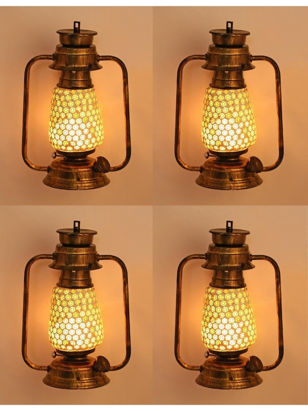1ST TIME Pack of 4 Textured Pattern Lantern Wall Lamp