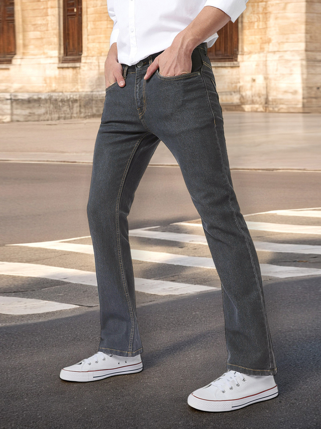 Urbano Fashion Men Bootcut Light Fade Stretchable Jeans