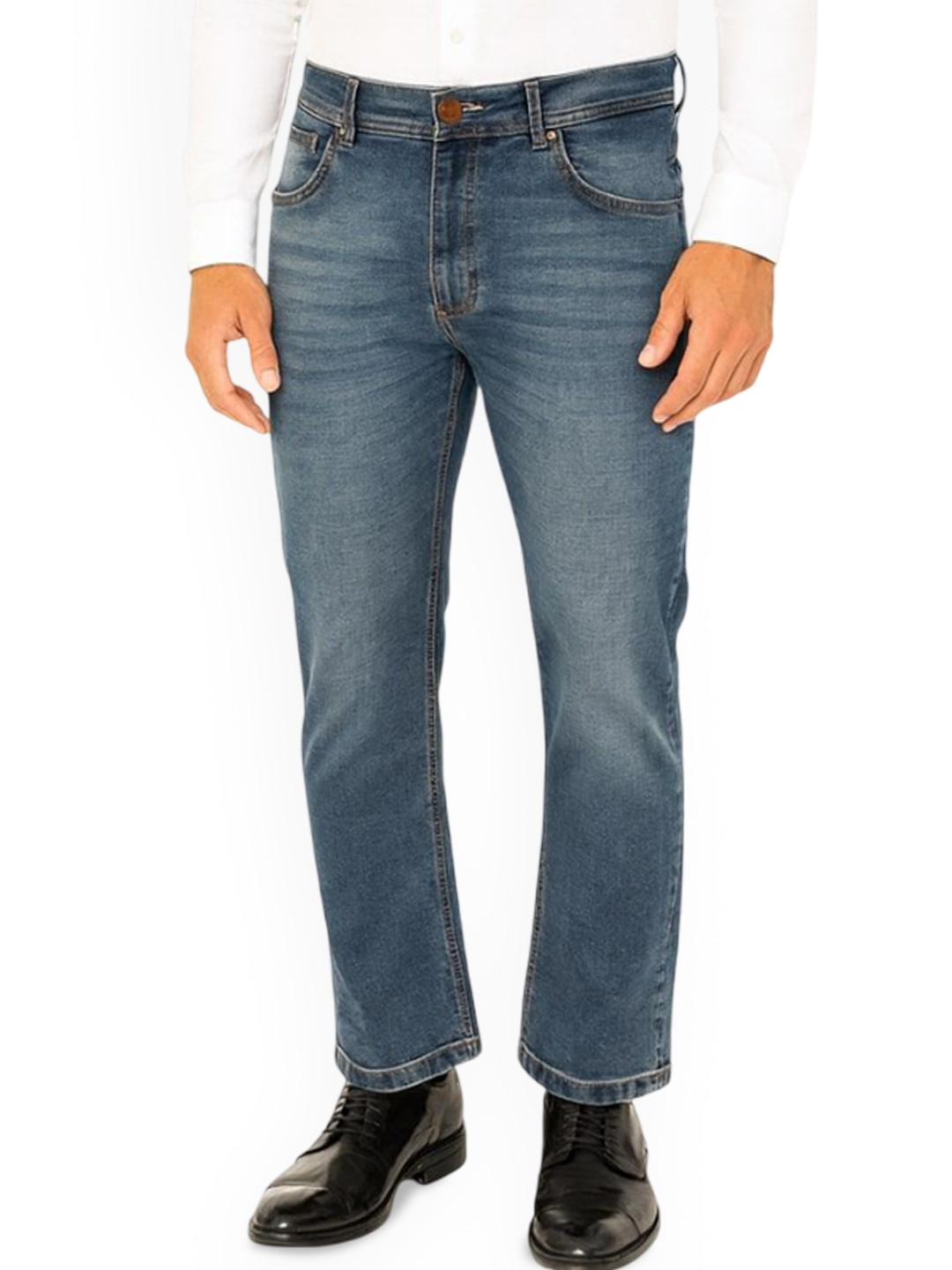 JUMP USA Men Comfort Straight Fit Low-Rise Light Fade Cotton Stretchable Jeans