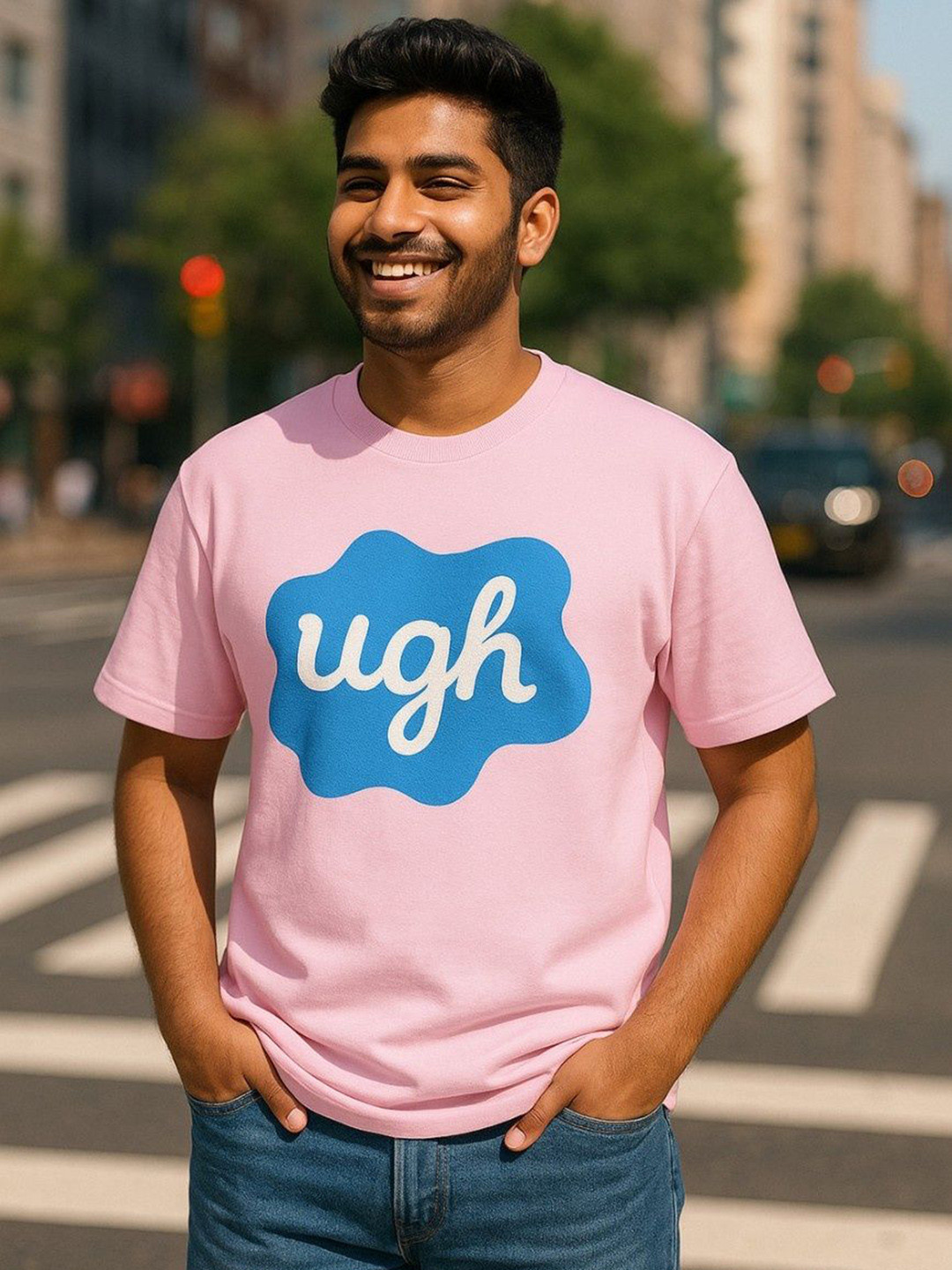 EDI Men Moisture Wicking Typography Printed Round Neck Cotton Oversized T-shirt