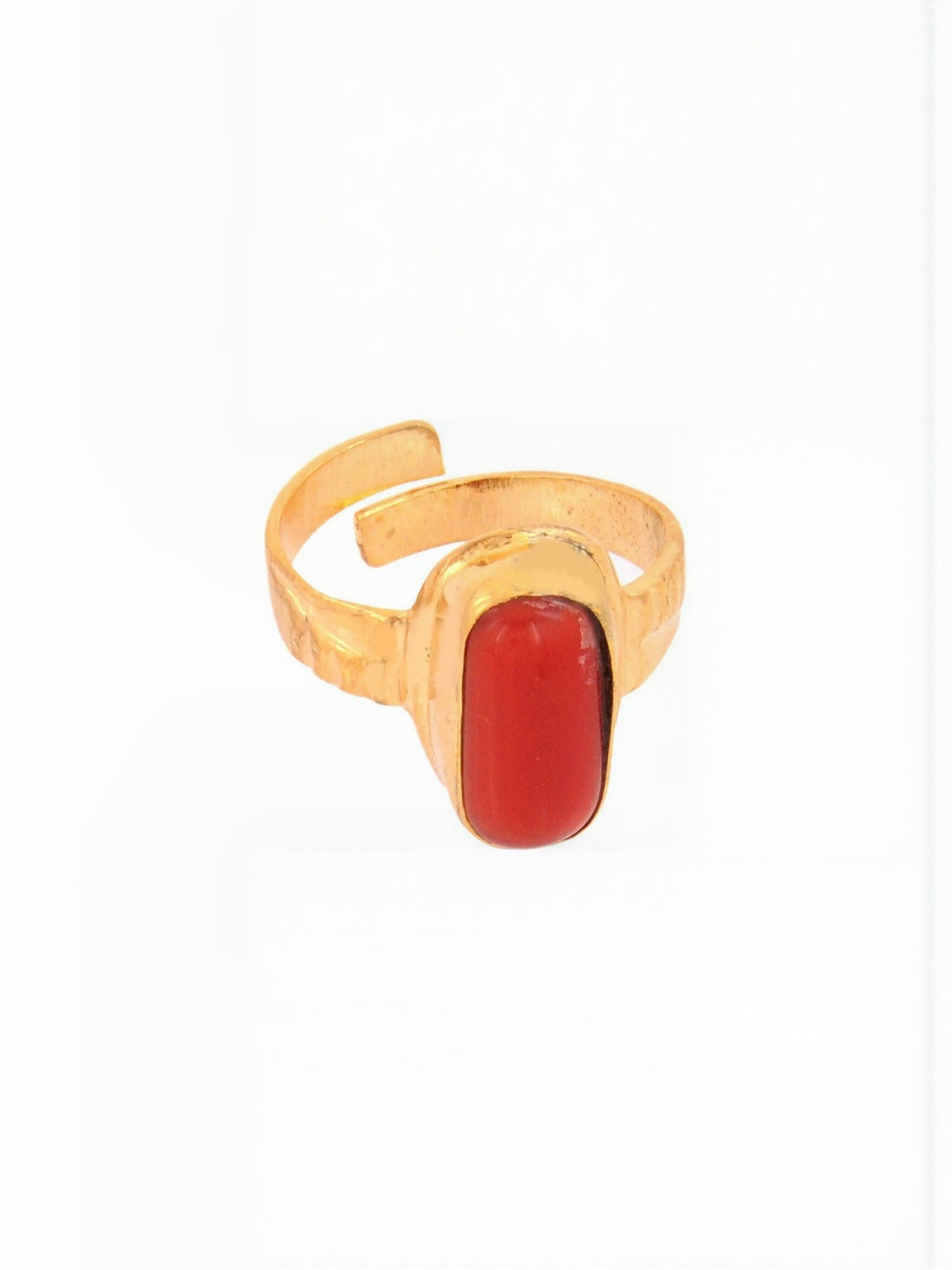 RAVIOUR LIFESTYLE Unisex Copper Red Coral Finger Ring
