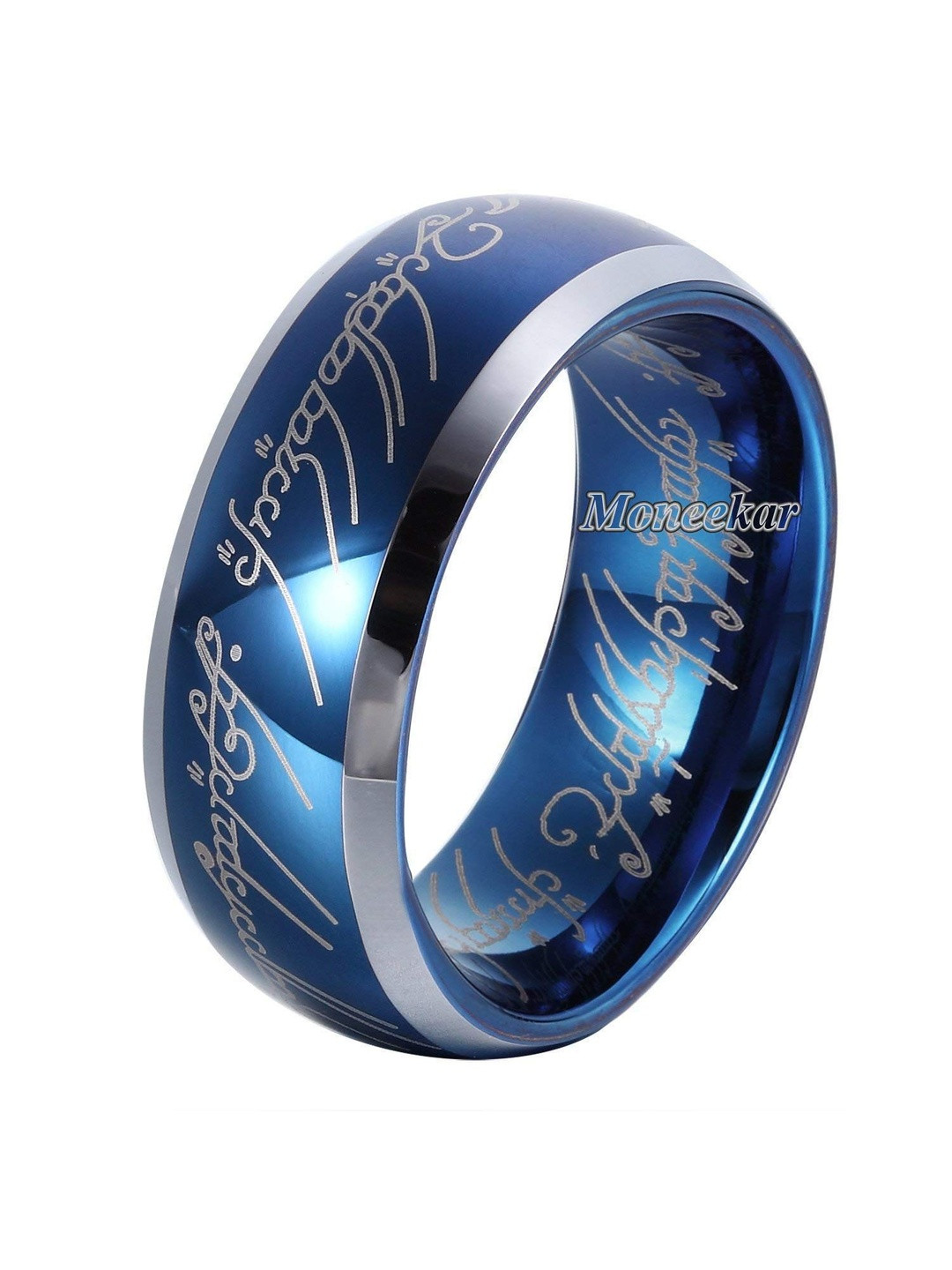 Moneekar Jewels Unisex 8mm Sapphire Blue Comfort-Fit Finger Ring