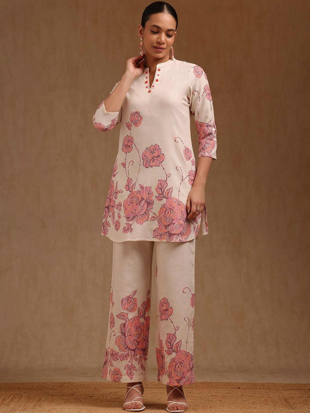 Soch Women Floral Printed Pure Cotton Tunic & Palazzos Co-ord Sets