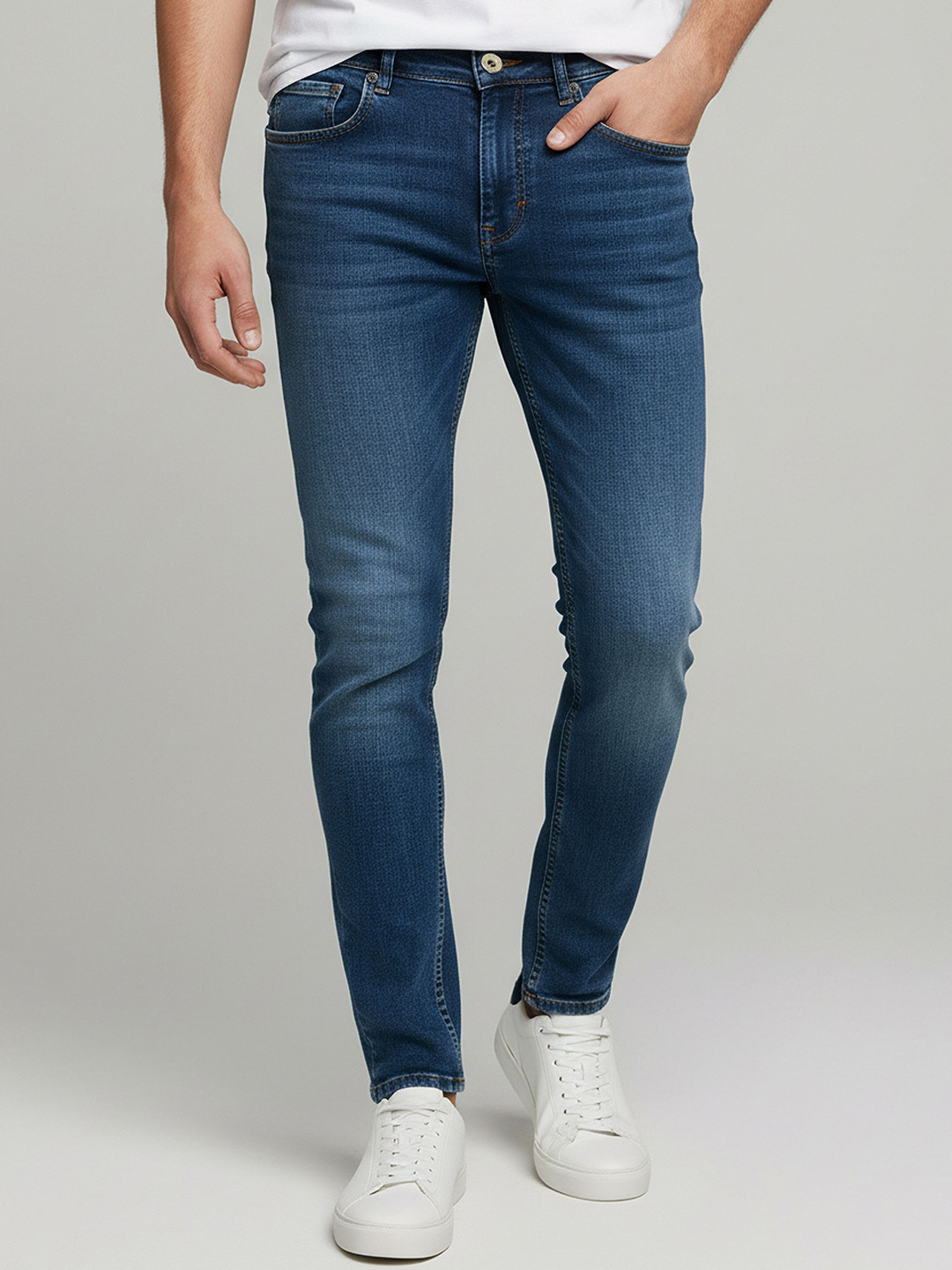 Celio Men Jean Skinny Fit Mid-Rise Light Fade Medium Shade Clean Look  Jeans