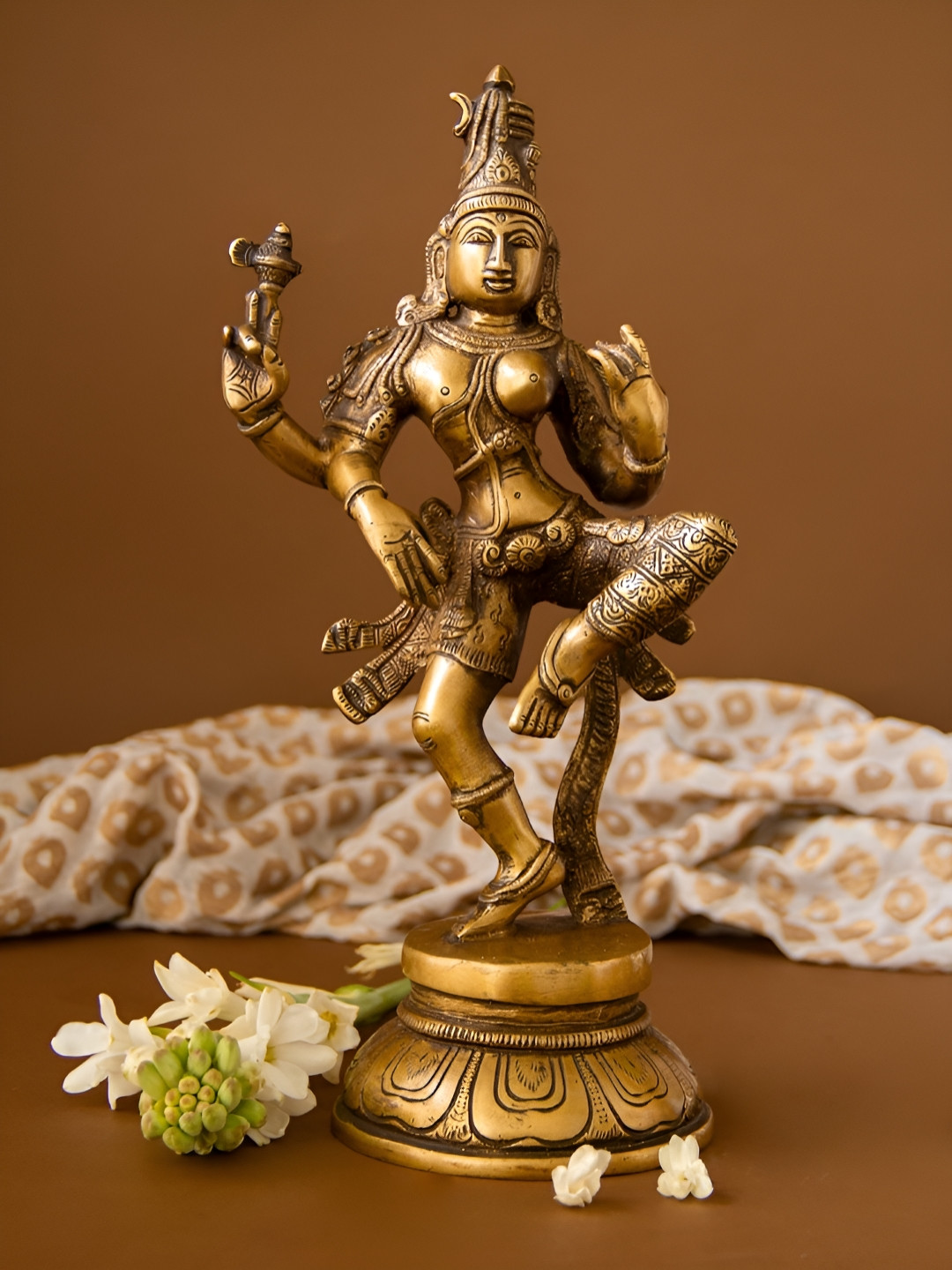 Imli Street Gold-Toned Classic Dancing Ardhanarishvara Religious Idol Showpiece