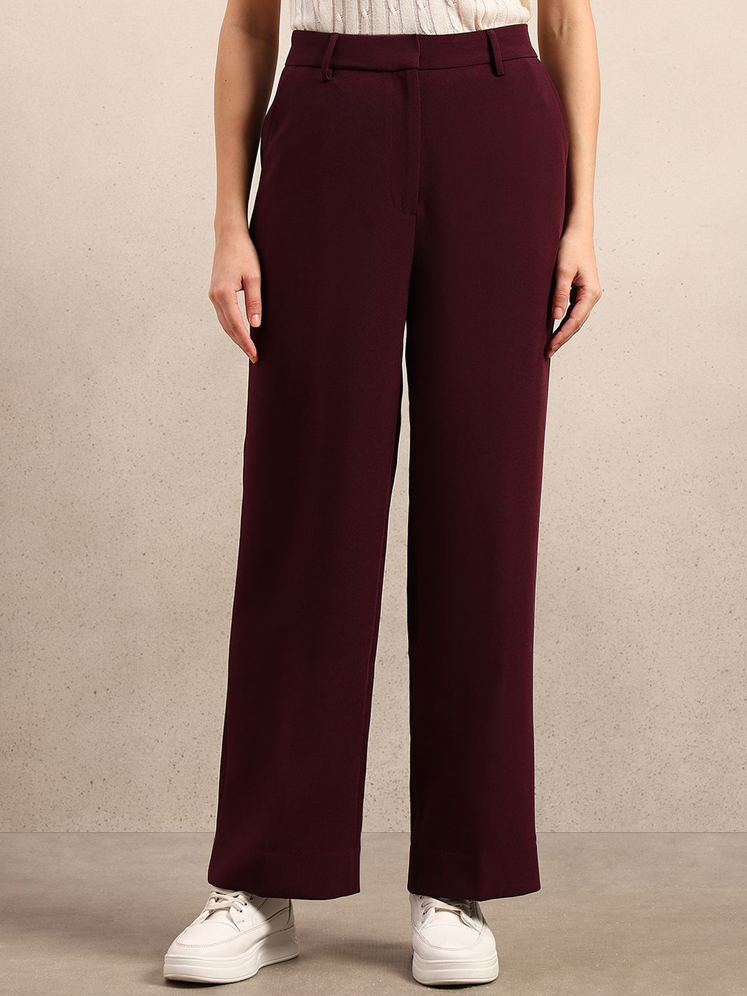 Vero Moda CO Demi HW Solid Straight Fit High-Rise Trousers