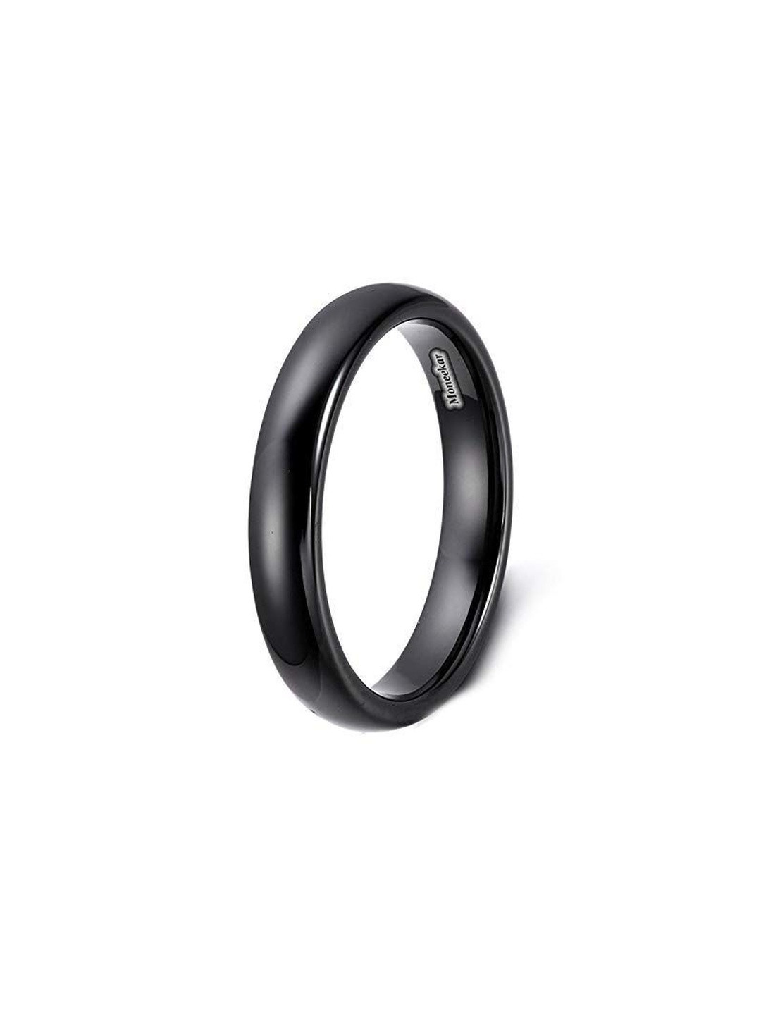 Moneekar Jewels Unisex Black Ceramic Comfort-Fit Band Finger Ring