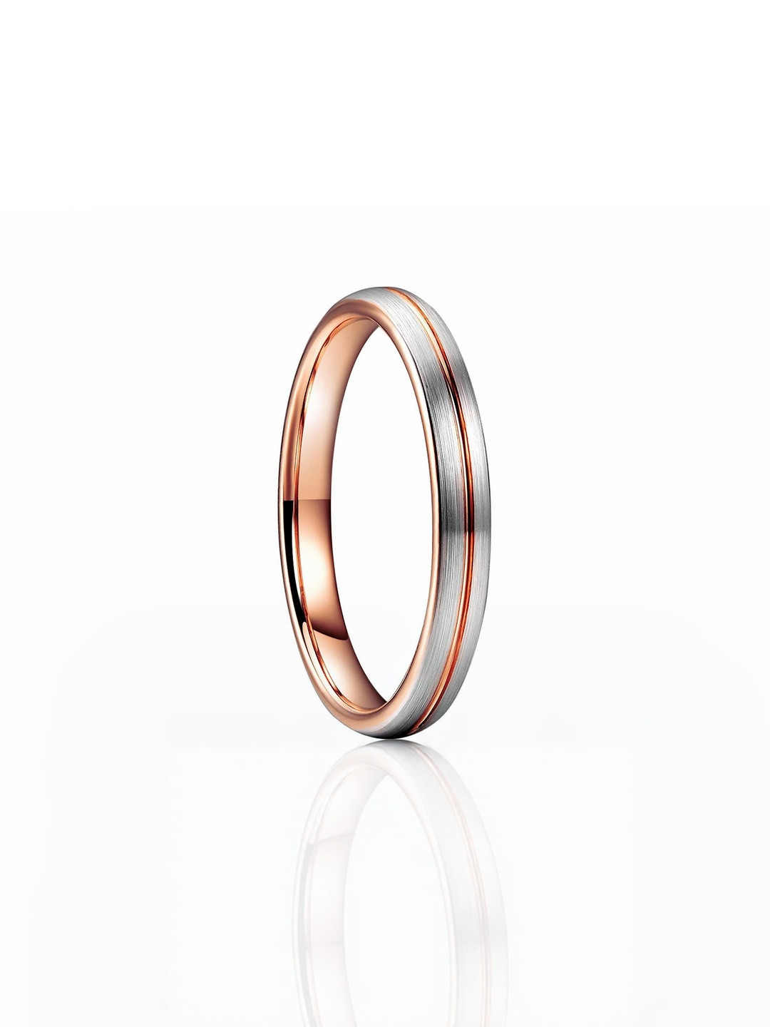 Moneekar Jewels Women Rose Gold Grooved Brushed Finger Ring