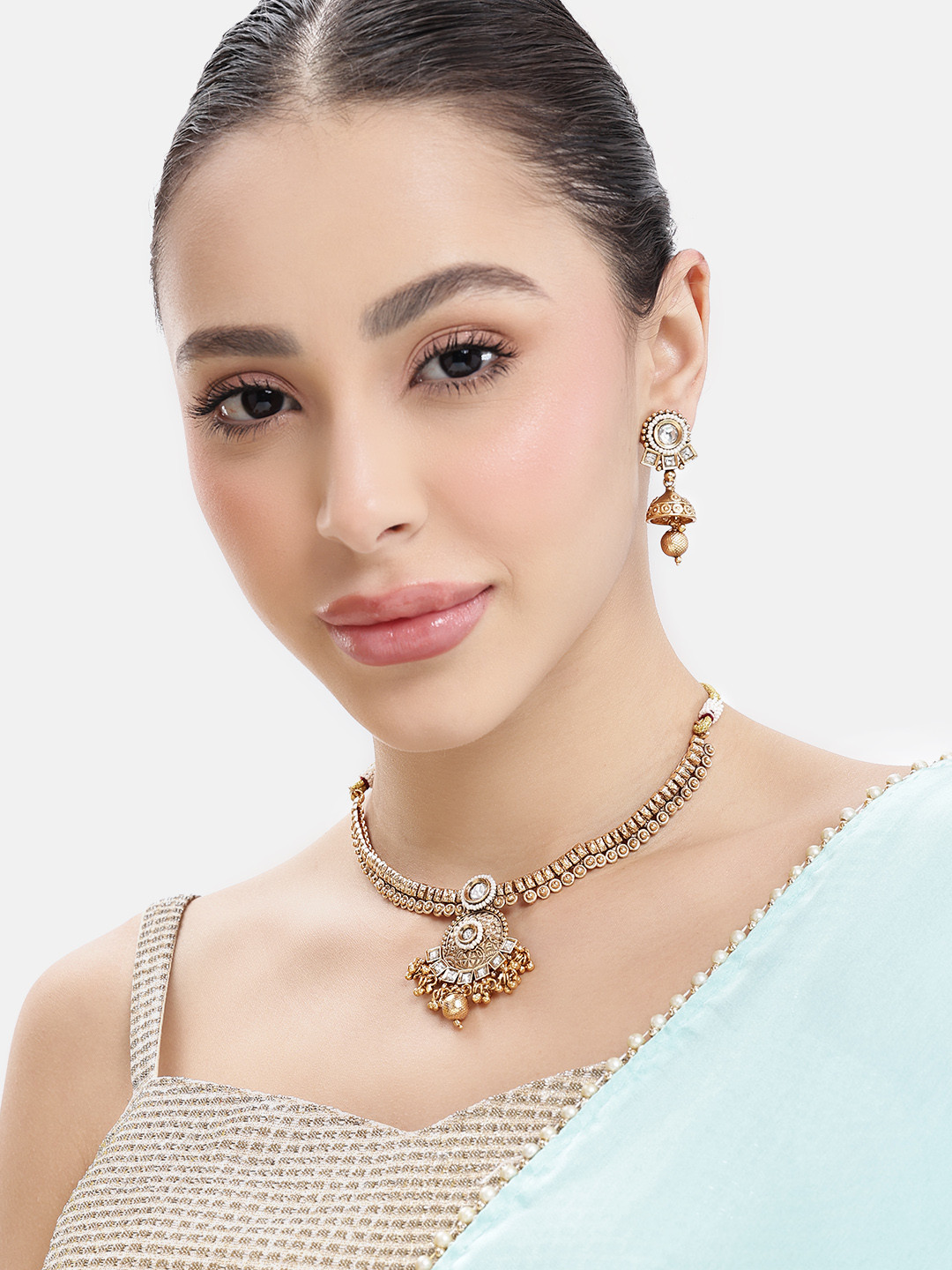 Lavish Giftz Gold Plated Antique Delicate Necklace Set